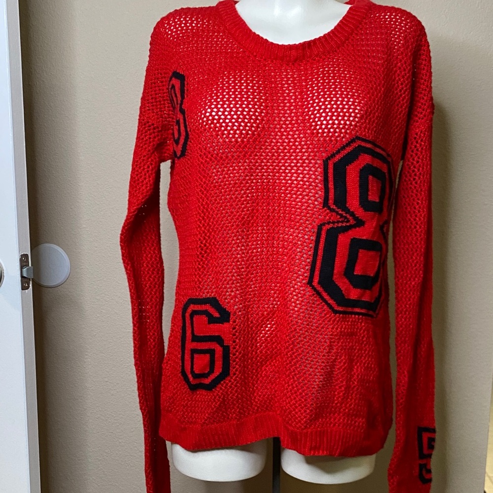YOKI China oversize Red mesh racing Streetwear Sweater 2xl sweet!!